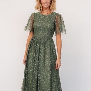 Baltic Born Kendra Embroidered Dress | Dark Sage Size LL